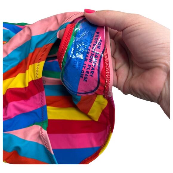 Mumu Mermaid Topanga rainbow stripe low back scoop one piece bikini Small NWOT - Picture 4 of 5